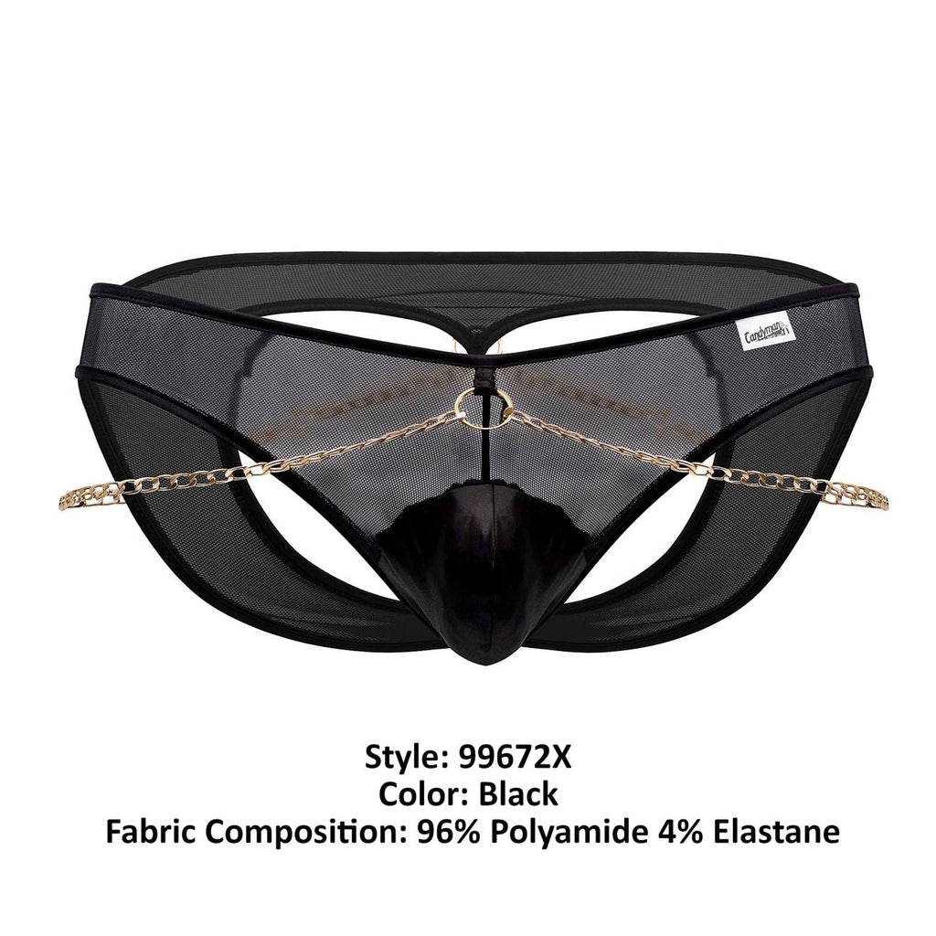 CandyMan Men's Underwear 99672X Chain Jock Briefs Color Black