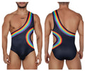 CandyMan Men's Underwear 99702X Rainbow Bodysuit Color Black
