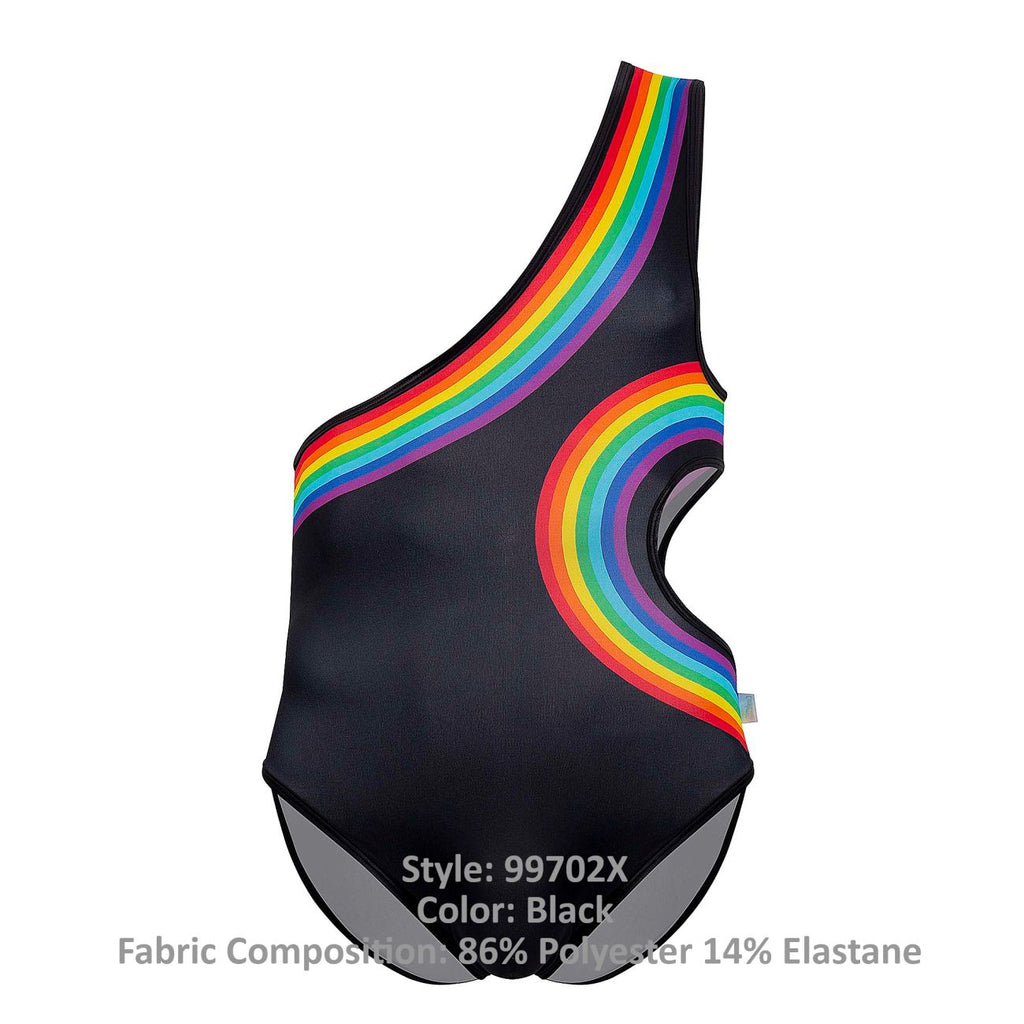 CandyMan Men's Underwear 99702X Rainbow Bodysuit Color Black
