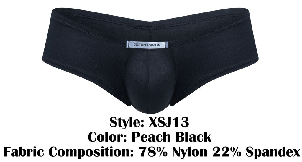 JUSTIN+SIMON Men's Underwear XSJ13 Cheeky Bulge Boxer Color Peach Black