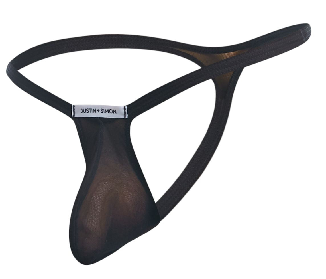 JUSTIN+SIMON Men's Underwear XSJBU02 Bulge Thongs Color Black Mesh