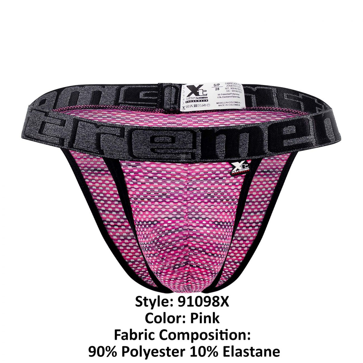 Xtremen Men's Underwear 91098X Microfiber Mesh Bikini Color Pink