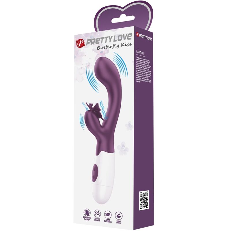 PRETTY LOVE - BUTTERFLY KISS VIBRADOR RABBIT & ESTIMULADOR PUNTO G MORADO