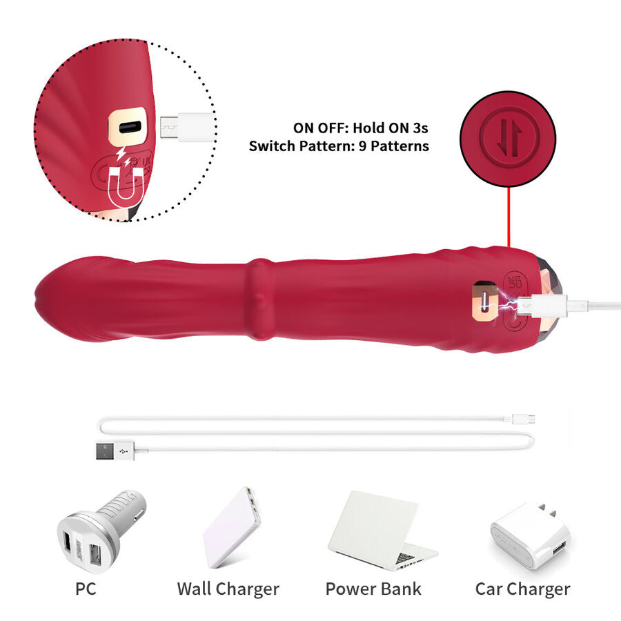 ARMONY - DILDO VIBRADOR ESTIMULADOR PUNTO A TERMOAJUSTABLE ROJO