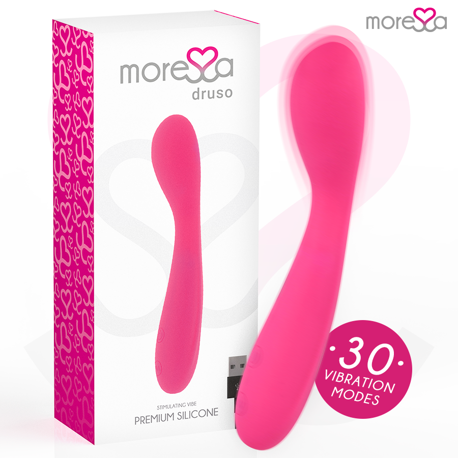 MORESSA - DRUSO MASAJEADOR DUO PUNTO G Y SUERO PELVICO PREMIUM SILICONE RECARGABLE